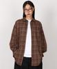 BOUNDARY Oversized Ombre Vintage Check Shirt [Brown]