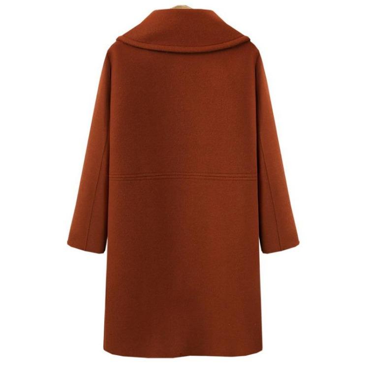 Women Plus Size Winter Woolen Trench Coat Double Breasted Mid Length Autumn Fashion Coat