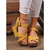 Summer New Muffin Thick-soled Wedge Sandals Women's Velcro Large-size Rivets Flat-bottomed Fish Mouth Sandals