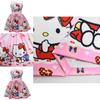 Ärmelloses Kleid mit Hello Kitty Cartoon-Print und Rüschendetails für das Frühlings-Verkleiden