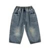 Spring Autumn Kid Boys Denim Pants Pocket Polished White Children Boy Pants Elastic Waist Casual Baby Trousers