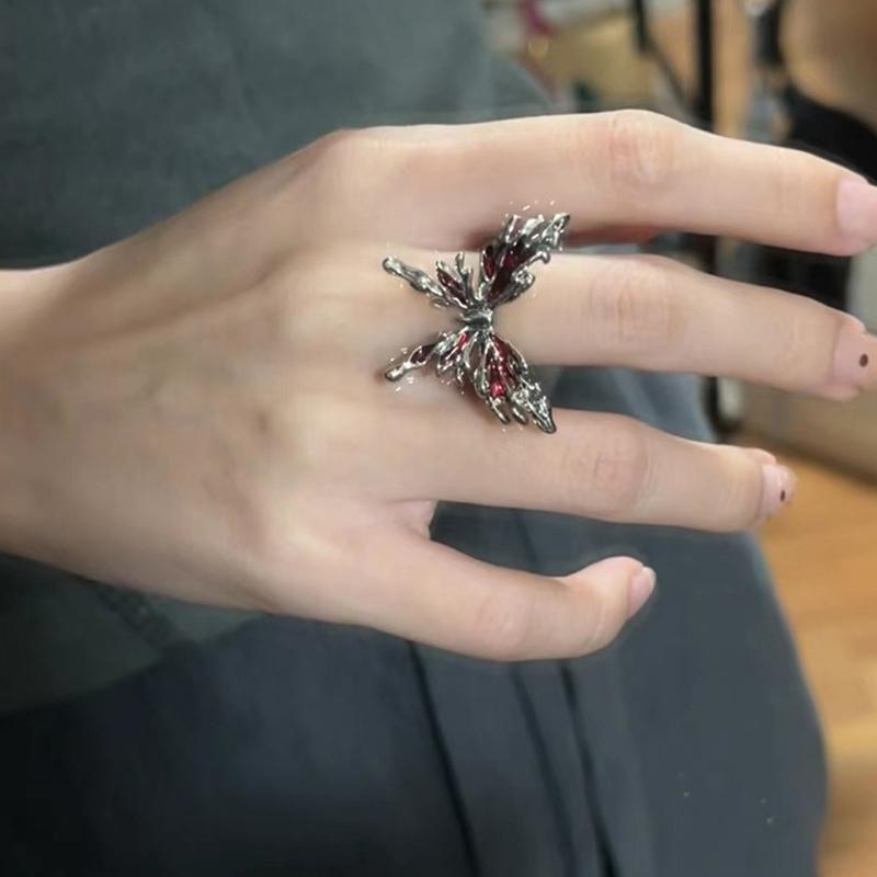 1 шт. панк креативные унисекс регулируемые открывающиеся красные кольца готические — фото 8