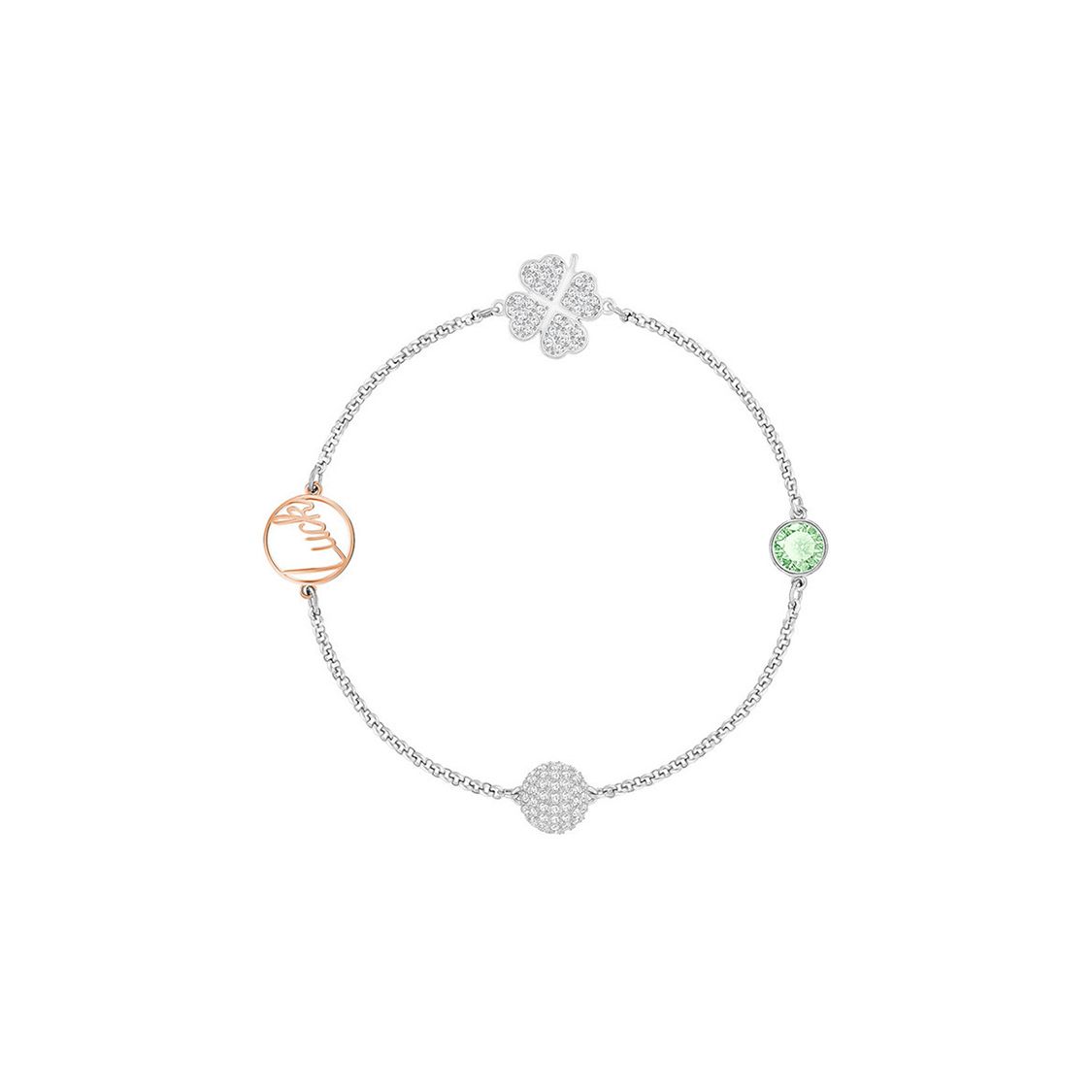 Swarovski Four Leaf Clover Invisible Magnetic Clasp Bracelet Women bracelet Silver 5365755 M
