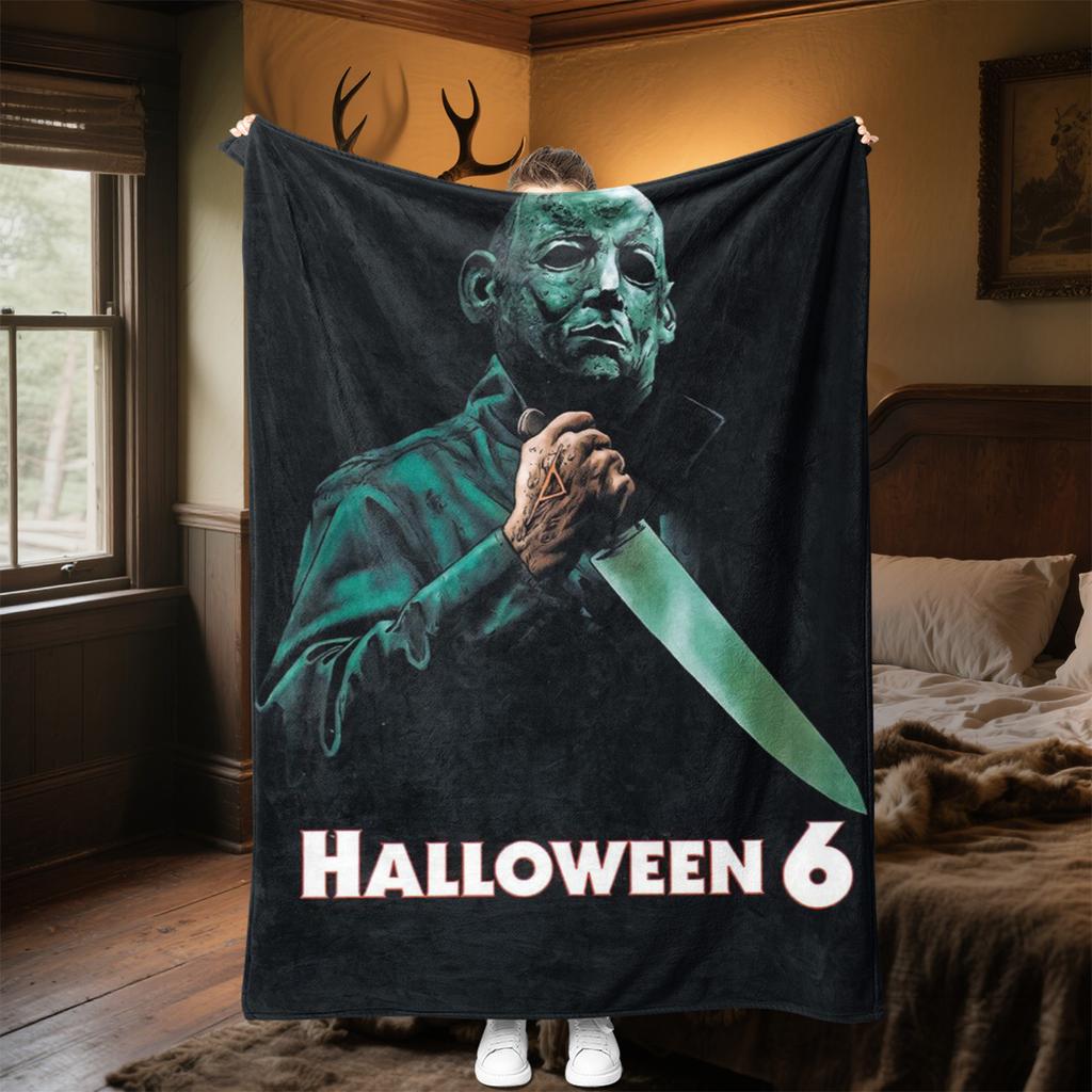 Couverture Affiche de Film d'Horreur Halloween Parfaite Toutes Saisons Douce Confortable Canapé Bureau Sieste Voyage Cadeau Festif