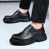 Leather shoes men's business dress big head high sense casual breathable thick sole heightening wedding groom derby shoes