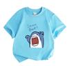 Toddler Kids Boys Girls 100% Cotton Short Sleeve Crew Neck T-Shirt, Cute Cartoon Naughty Shark I'm Not Bad Print Casual Soft Breathable Top for Daily