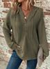 Women's Waffle Knit Hoodie V Neck Button Drawstring Hoodies Casual Long Sleeve Pullover Sweatshirt