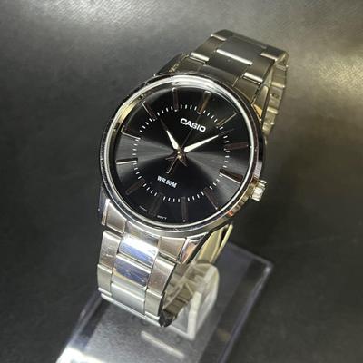 Used [Working Item] CASIO Casio MTP-1303 Silver Black Quartz Battery Replaced Operation Confirmed