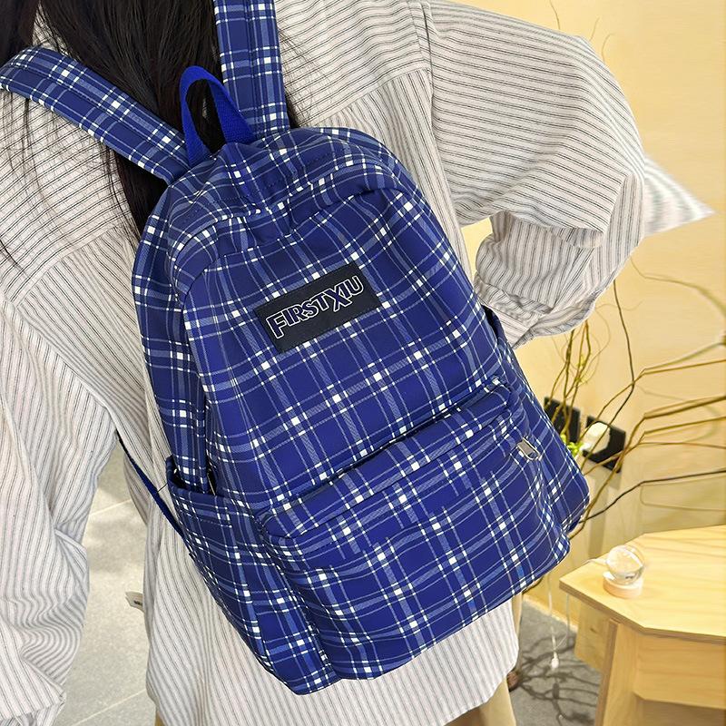 Winter New Plaid Junior High School Student Schoolbag Women's Fashion, Large-capacity High School Student Backpack Fashion