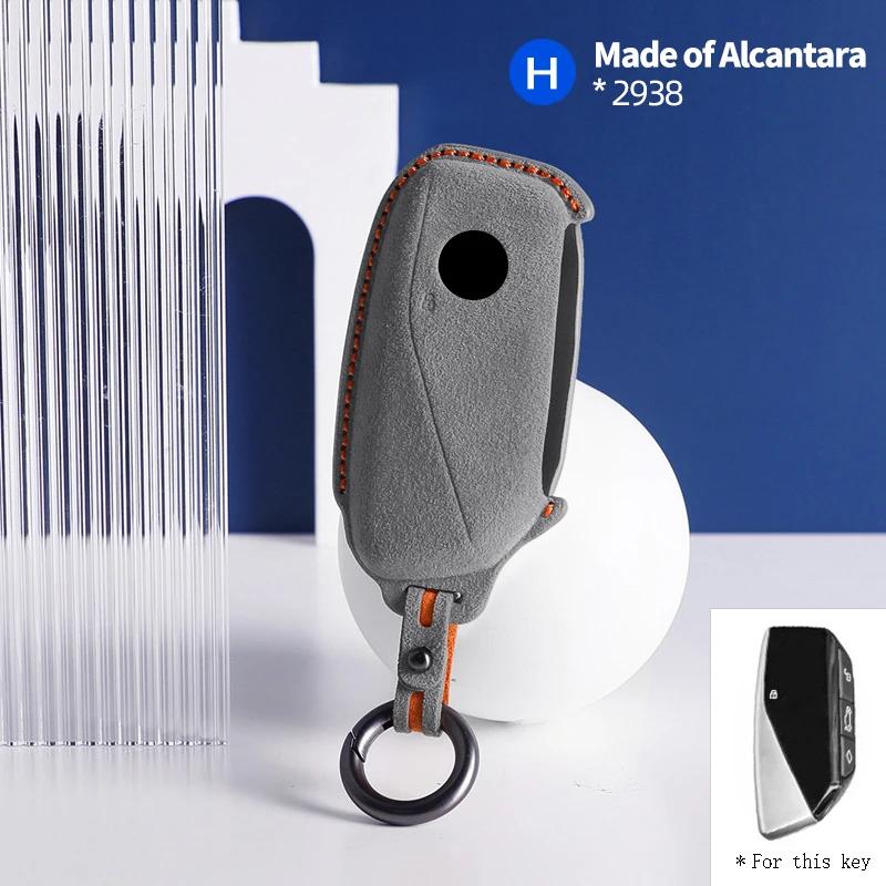 Interior Mouldings Alcantara Car Key Case Shell Cover For BMW Series 7 735 i 740 Li X7 X1 U11 2023 I7 G07 LCI XM Keychain Protec