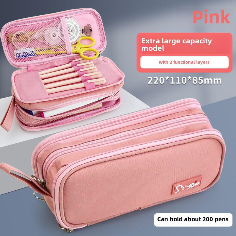 

Многофункциональная холщовая сумка-пенал с большой вместимостью для учеников средней школы null розовый