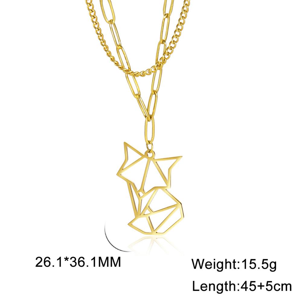 Cazador Hollow Fox Pendant Necklaces for Women Cute Animal Neck Chains Stainless Steel Jewelry Birthday Gifts Wholesale