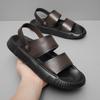 Fashion Luxury Brand Genuine Leather Sandals Men Outdoor Antiskid Walking Slipper2025Male Summer Beach Soft Bottom Flat Designer Sandals