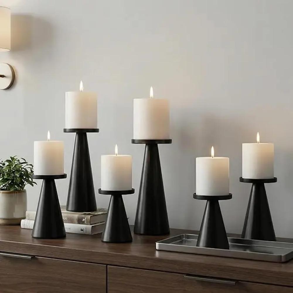 3PCS/SET Cone-shaped Nordic Golden Candle Holder Stand Scented Candles Pillar Candlestick  Festive