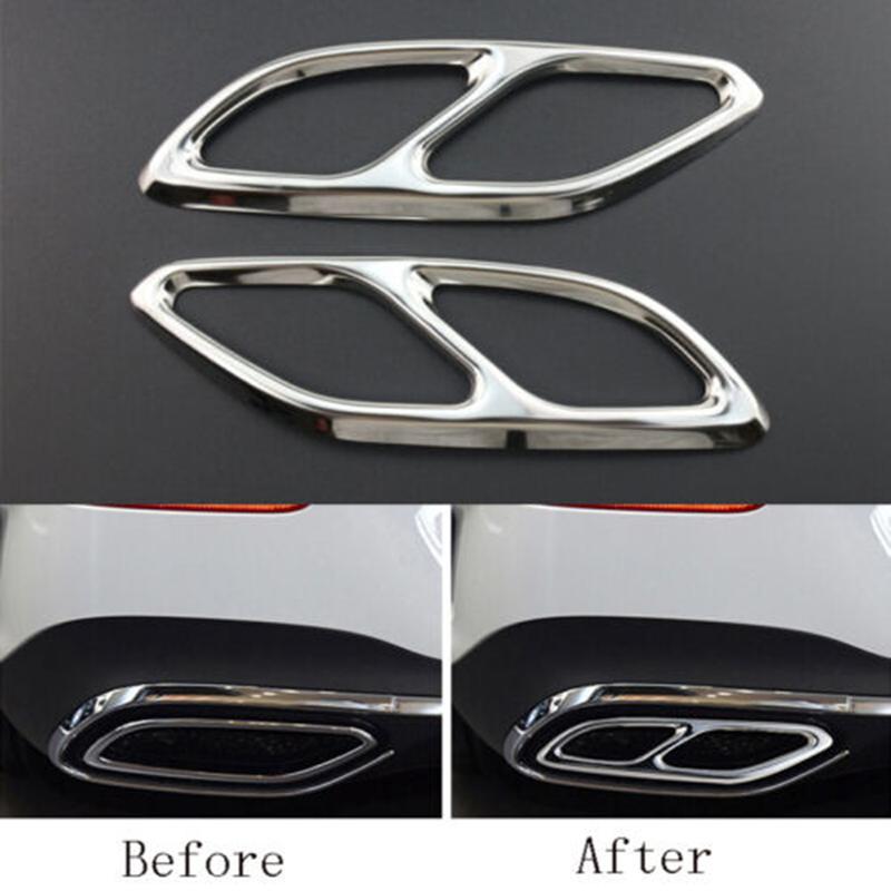 2Pcs/Sets Black / Silver Steel Exhaust Muffler Tail Pipe Trim For Mercedes Benz CLA Class C118 W118 2020-2022