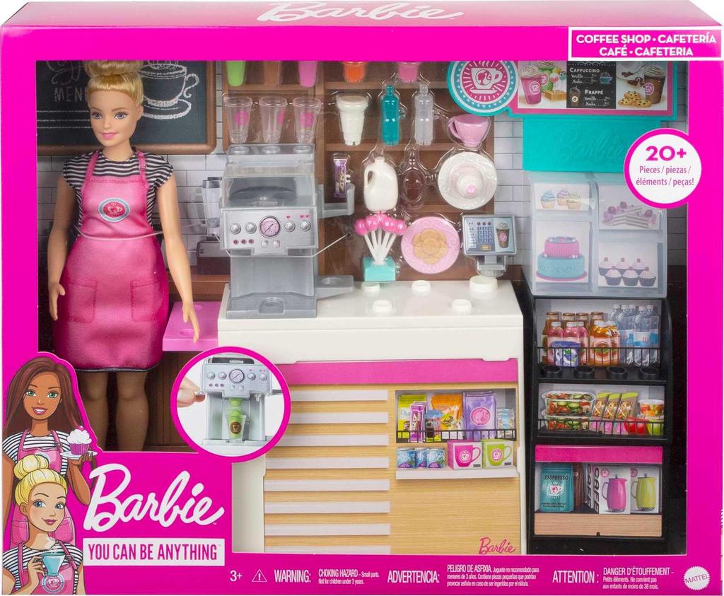barbie Coffee Shop Doll Doll and Accessory for Ages 3 and Up Dress-Up (with Set) (GMW03)