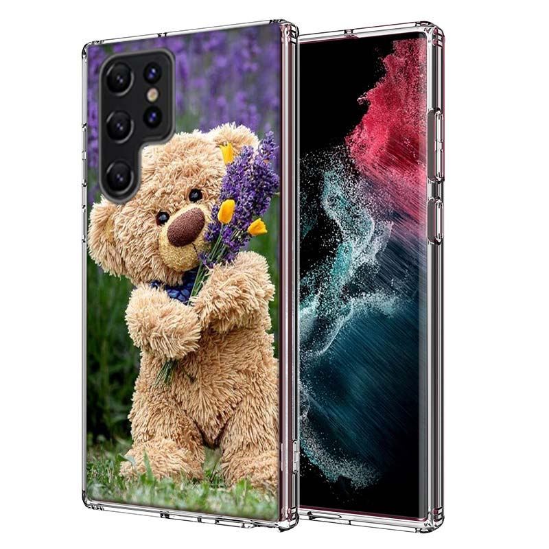 Funny And Cute Bear Capa Phone Case For Samsung S26 Ultra S25 Edge Galaxy S23 S21 S20 S24 FE S22 S10 Plus Cover Clear TPU Shell