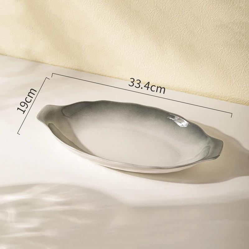 

Изысканные керамические тарелки в современном стиле для элитного ресторана, большая тарелка для рыбы, домашняя тарелка для послеобеденного чая и фруктов, уникальная столовая посуда