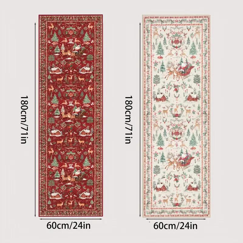 Christmas Corridor Carpet, Moisture-Proof And Machine-Washable Kitchen Floor Mat, Bedroom Bedside Rug For Home Decoration