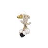CHANEL Pearl Double C Gold/Pearl White/Black and White Glass Pearl Earrings Women's