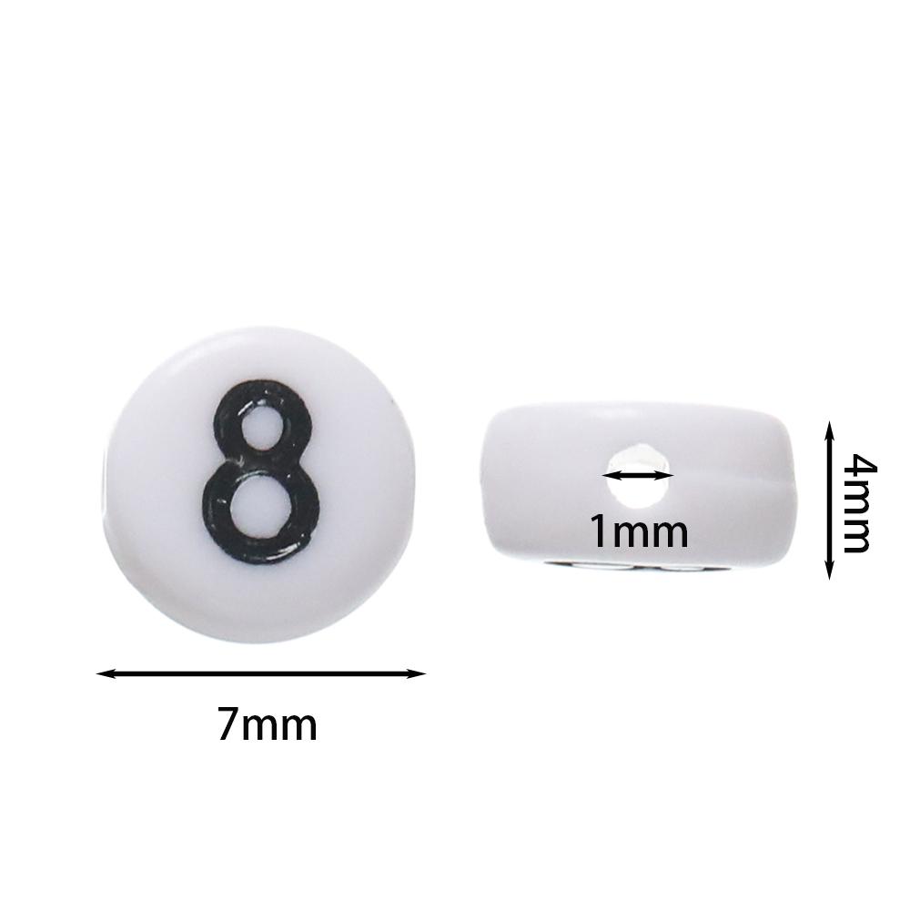 100pcs/Lot 7mm Flat Round Number Beads Acrylic Spacer Loose Bead for DIY Necklace Braclet Earrings Jewelry Making Accessories