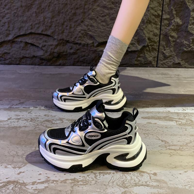 2024 New Autumn Fashion Color Matching Thick-soled Lace-up Versatile Women's Sports Shoes Comfortable and Casual Women's Shoes