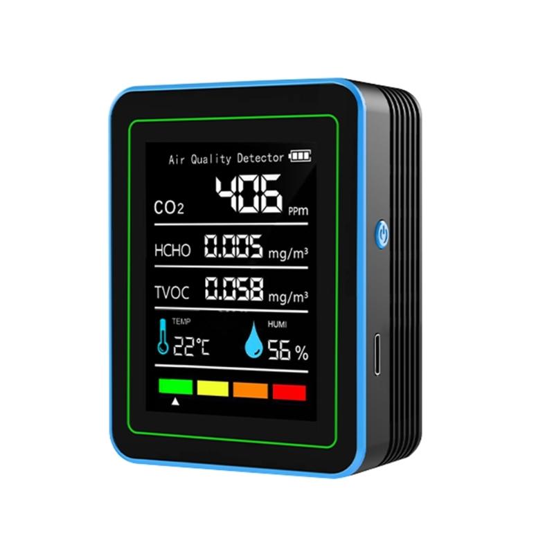 

Мониторы качества воздуха 5 в 1 Мониторы CO2 Температура Детектор формальдегида Влажность TVOC Тестер качества воздуха Воздушные мониторы