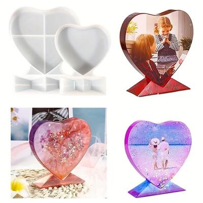 1/2PCS Creative Love Photo Frame Silicone Mold – Dual Sizes, Heart-Shaped Epoxy Resin Mold for DIY Picture Crafts