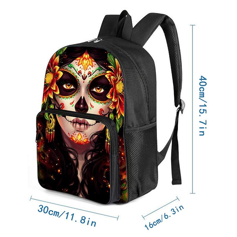 Witch Flower Pattern Square Front Pocket Backpack for Boy and Girls Best Gifts 2D Flat Cartoon SchoolBags for Children
