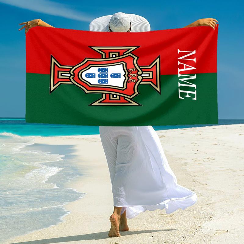 Personalized Portugal's National Emblem Beach Towel Microfiber Beach Towel Thin Absorbent for Beach Swimming Yoga Bath Sports. 0910170