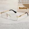New Photochromic Color Changing Reading Glasses Fashionable Business Cut Edge Frameless Design XJC3006