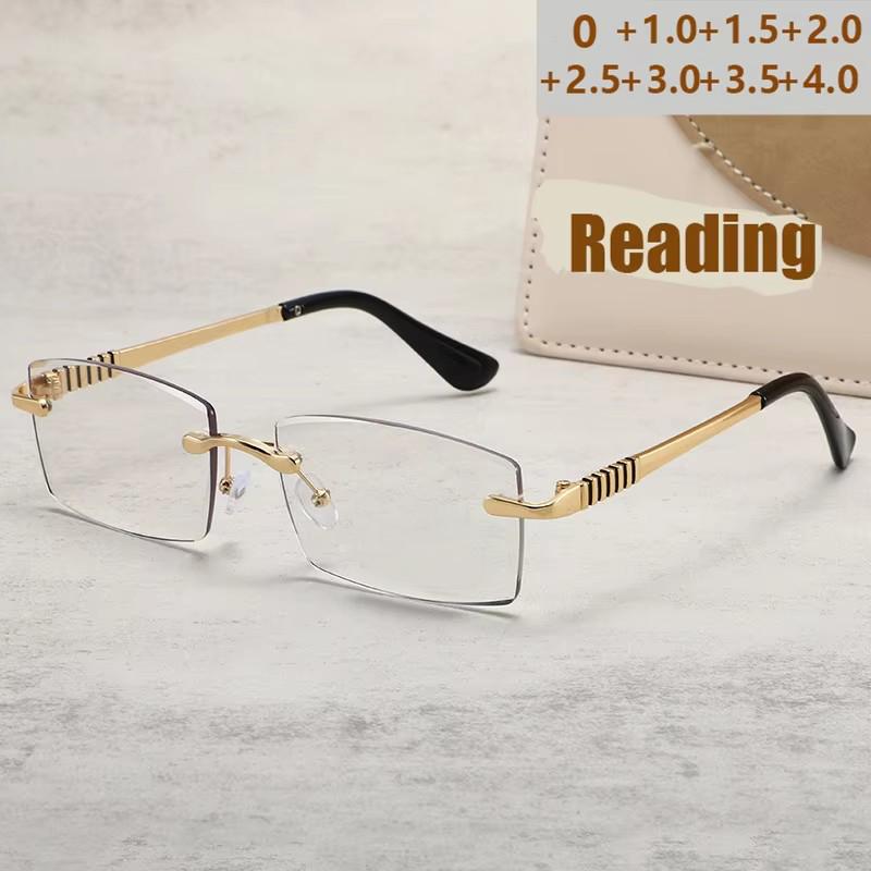 New Photochromic Color Changing Reading Glasses Fashionable Business Cut Edge Frameless Design XJC3006