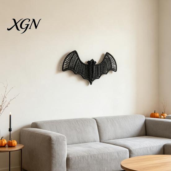 Spookhuis Feest Decor Geweven Rotan Vleermuis Muurhanger Decoratie, Halloween Handgemaakte Zwarte Vlechtwerk Vleermuis, Seizoensgebonden Decoraties 3D Eng Rustiek