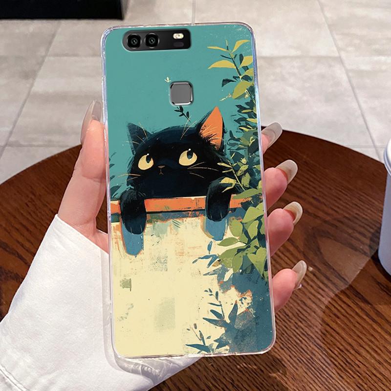 Jelly Casing For Huawei P9 / P9 Plus / P10 / P10 PLUS Funda Clear Silicone Soft TPU Back Cover Cute Cat Rabbit Protective Case