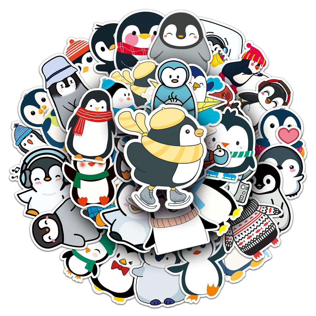 50 Cute Penguin Graffiti Stickers - Cartoon Animals for DIY, Skateboards, Phones, Luggage - Waterproof
