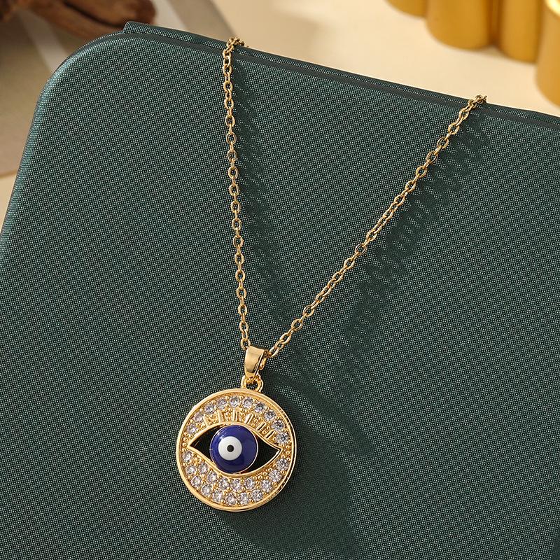 Beliebte Halskette mit blauem bösen Blick aus Titanstahl für Damen – Vielseitiger und personalisierter Schlüsselbeinkettenschmuck