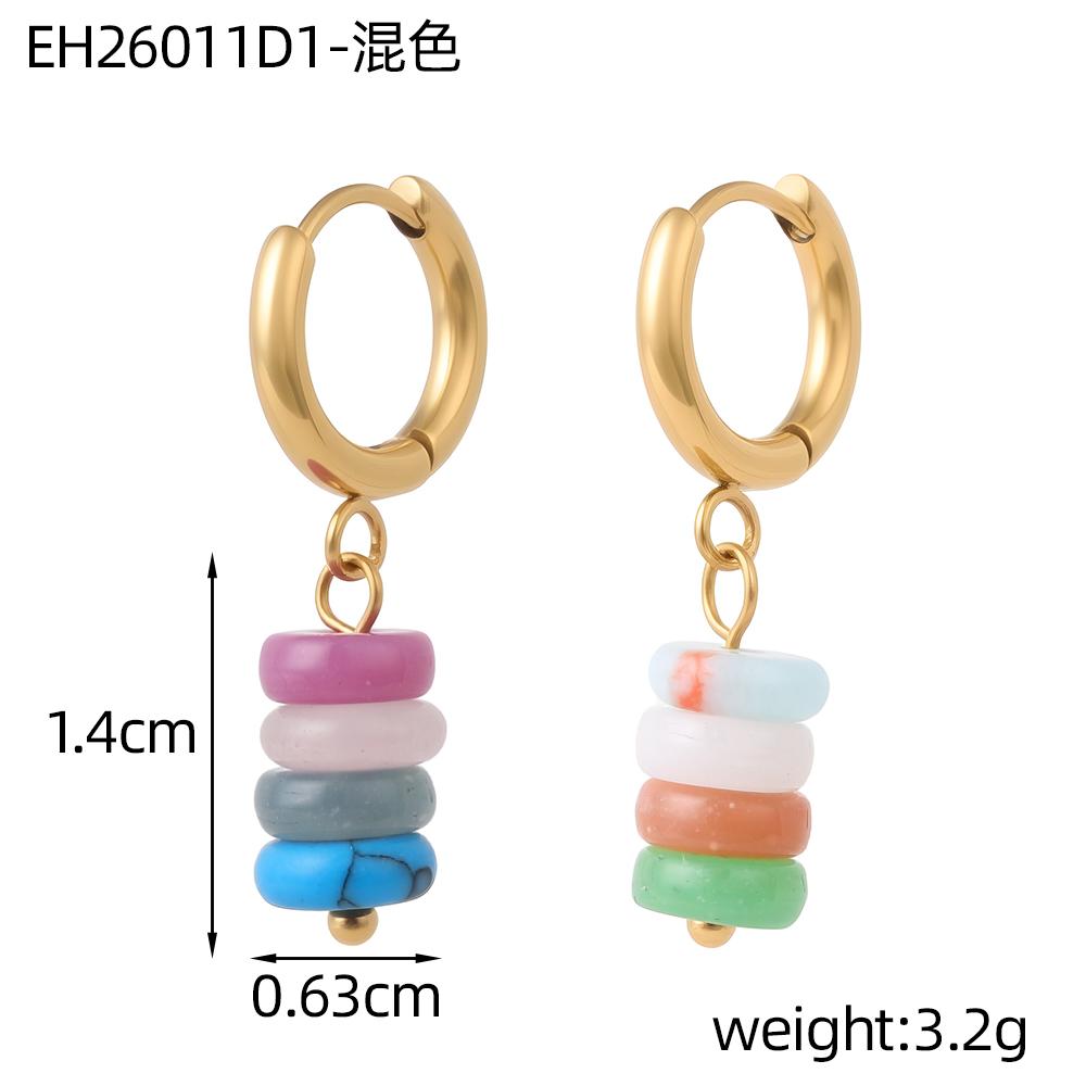 CARLIDANA Bohemian Handmade Natural Stone Beads Hoop Earrings for Women Gold Color Stainless Steel Circle Huggie Hoops Jewelry