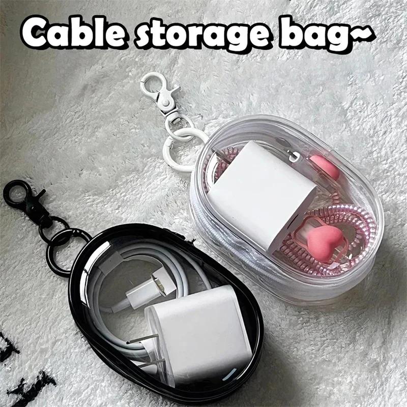 Jewelry Organizer Transparent Storage Data Cable Storage Box Outdoor Travel Headset Charger Storage Pouches Dustproof Case