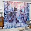 Elegant Snow Wolf Forest Patterned Printed Curtains Pole Bag Home Decoration Room Curtain Made Of Polyester
