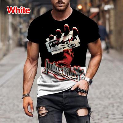 Fashion Hip Hop Rock Judas Priest Band 3D Printed T Shirts For Men Casual Street Trend Short Sleeve T-shirt  Large Size Clothing