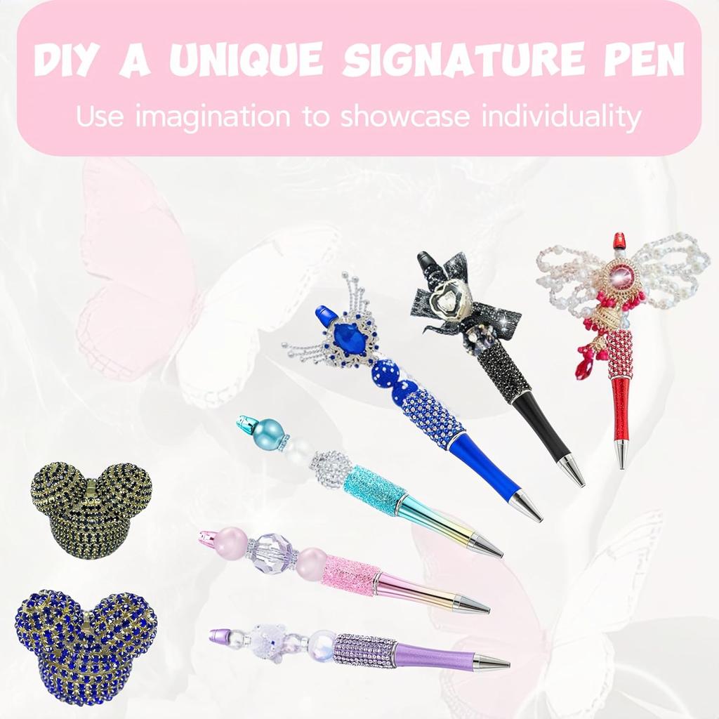 48Pcs Pens Bulk Beadable Focal Beads Pens with Glitter Diamond Pearls Fancy Cute Pens for Women Tween Girls Gifts Trendy Stuff School Supplies for