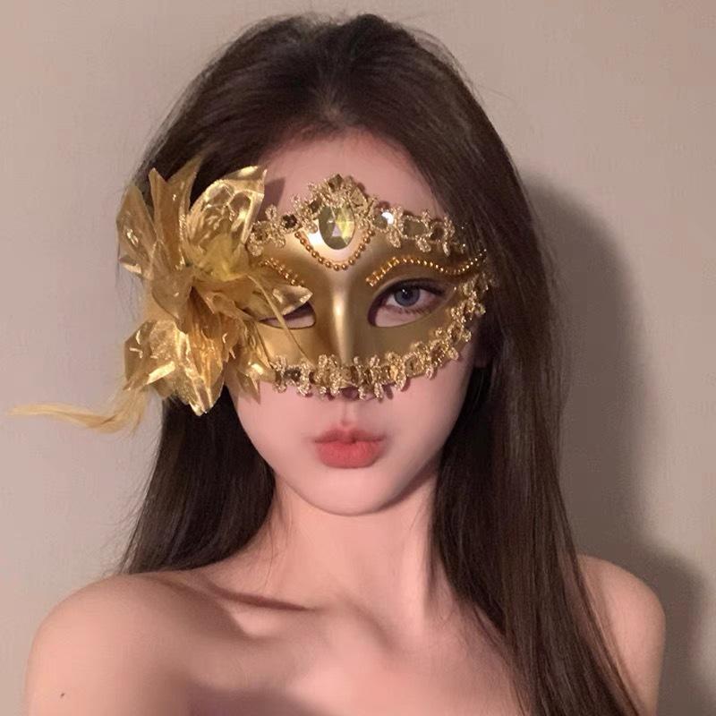 Women's Halloween Floral Half Face Mask - Colorful Masquerade Accessories for Parties