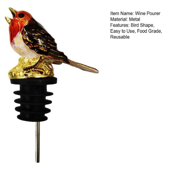 Wine Pourer Cute Bird Shape Leak Proof Metal Creative Enamel Design Wine Bottle Stopper Bar Tool for Restaurant