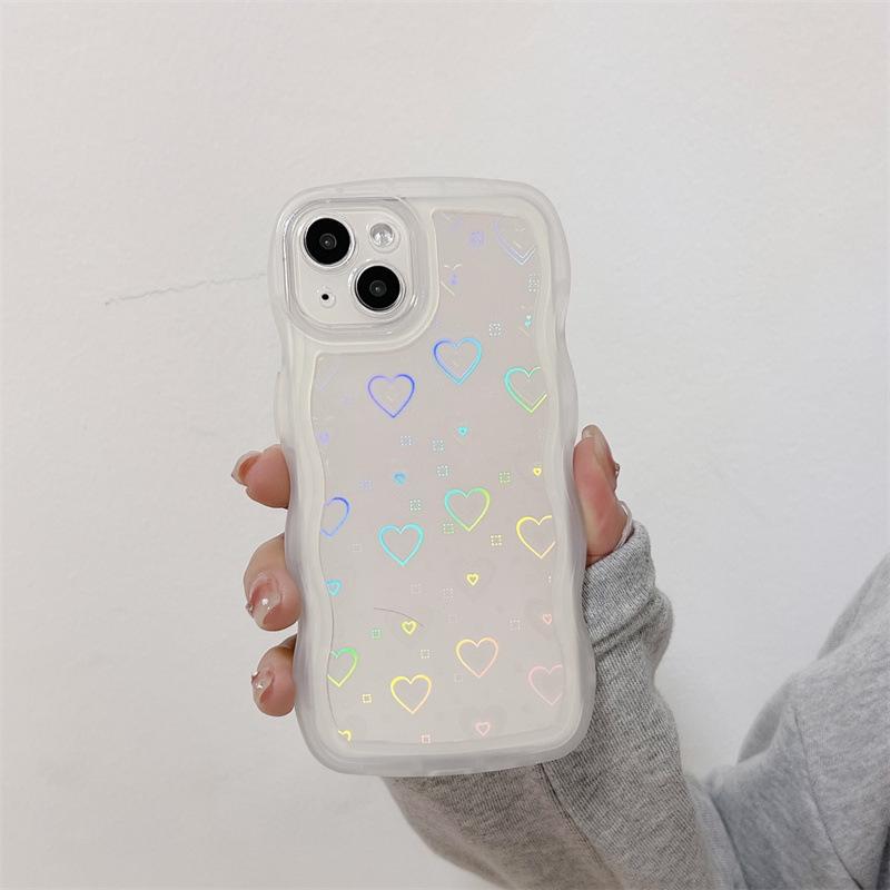 Wave Pattern Laser Love Applies To Iphone15pro Max Apple 16 Mobile Phone Case 11 New Xr Women 14 Soft X