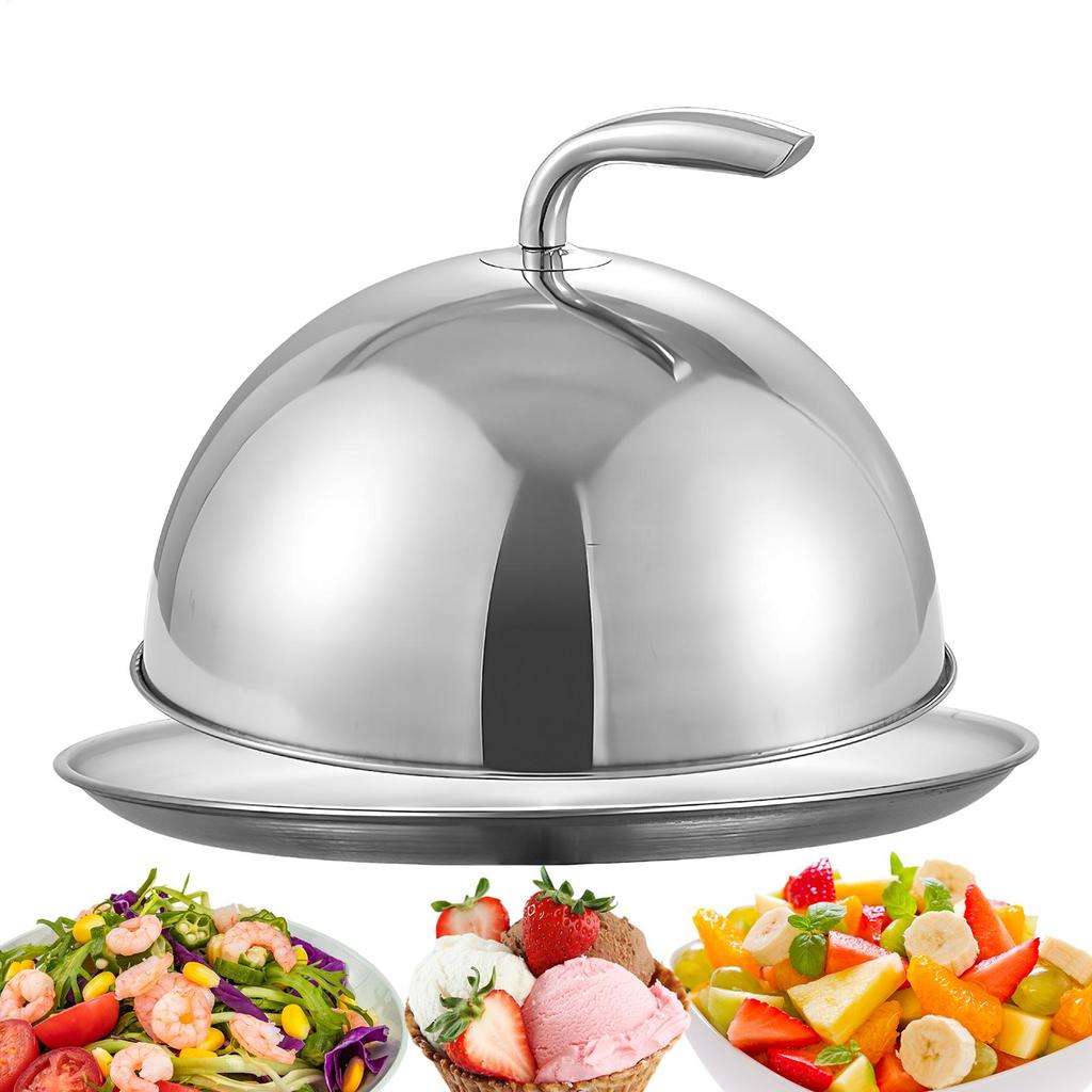Stainless Steel Food Insulation Cover Round Plate Dish Lid Dust Cover Stainless Steel Basting Steak Cover For Picnic Meal Cook