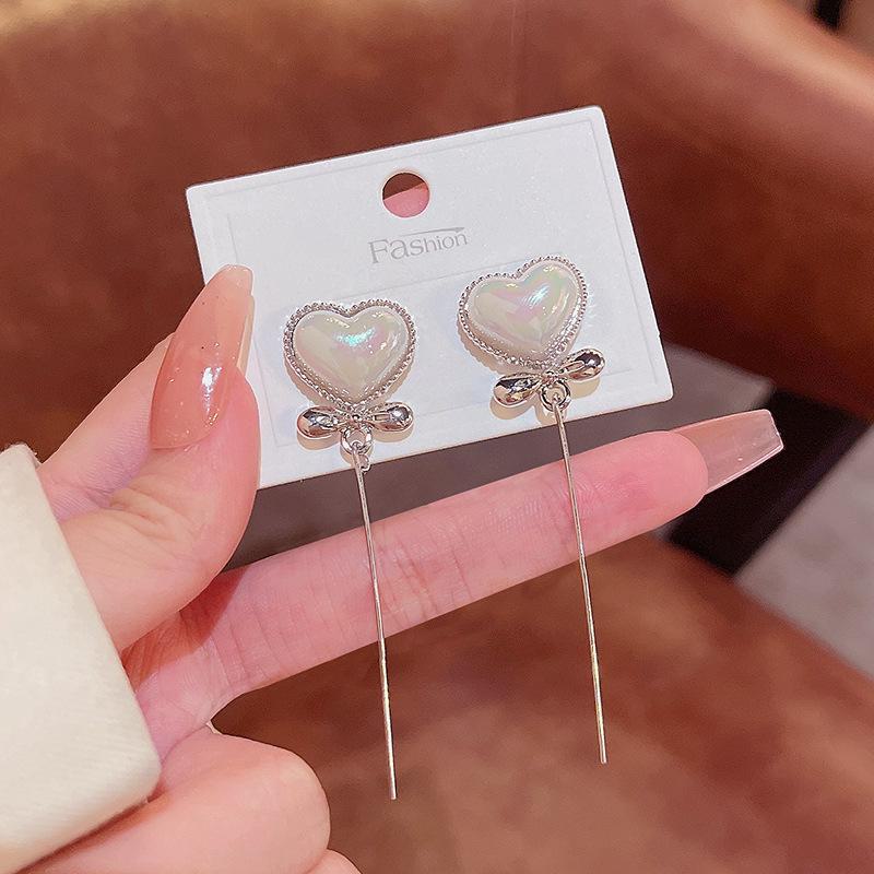 Boucles d'oreilles à pampilles en perles coréennes - Argent S925, polyvalentes et tendance