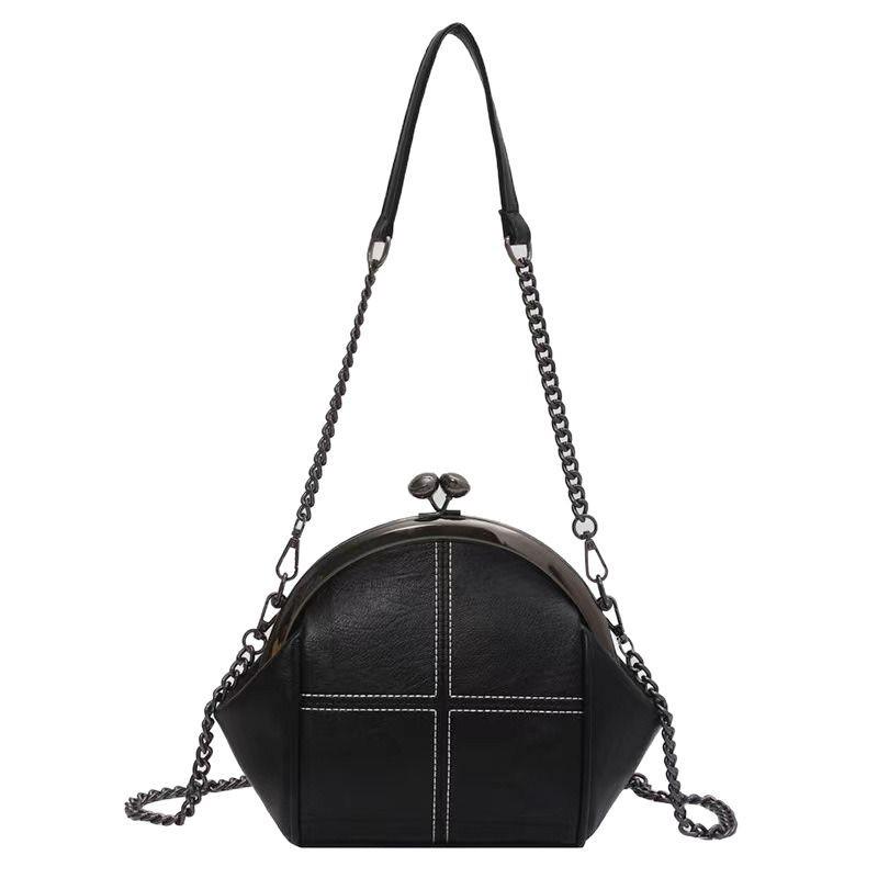 Vintage Embroidered Chain Crossbody Bag - Shell Design, Versatile Shoulder Bag for Women