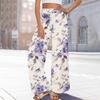 Women's Printed Wide Leg Pants With Pockets High Waist Drawstring Loose Casual Pants