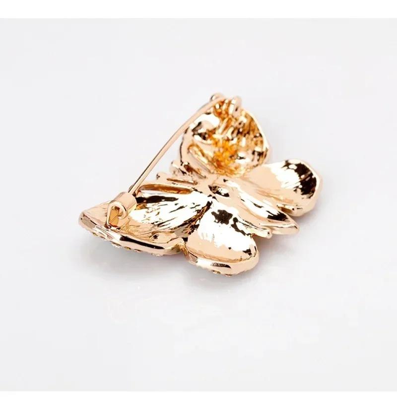 Summer Vintage Fashion Crystal Enamel Butterfly Brooches Rhinestone Animals Corsage Pins Jewelry Accessories for Women Gifts