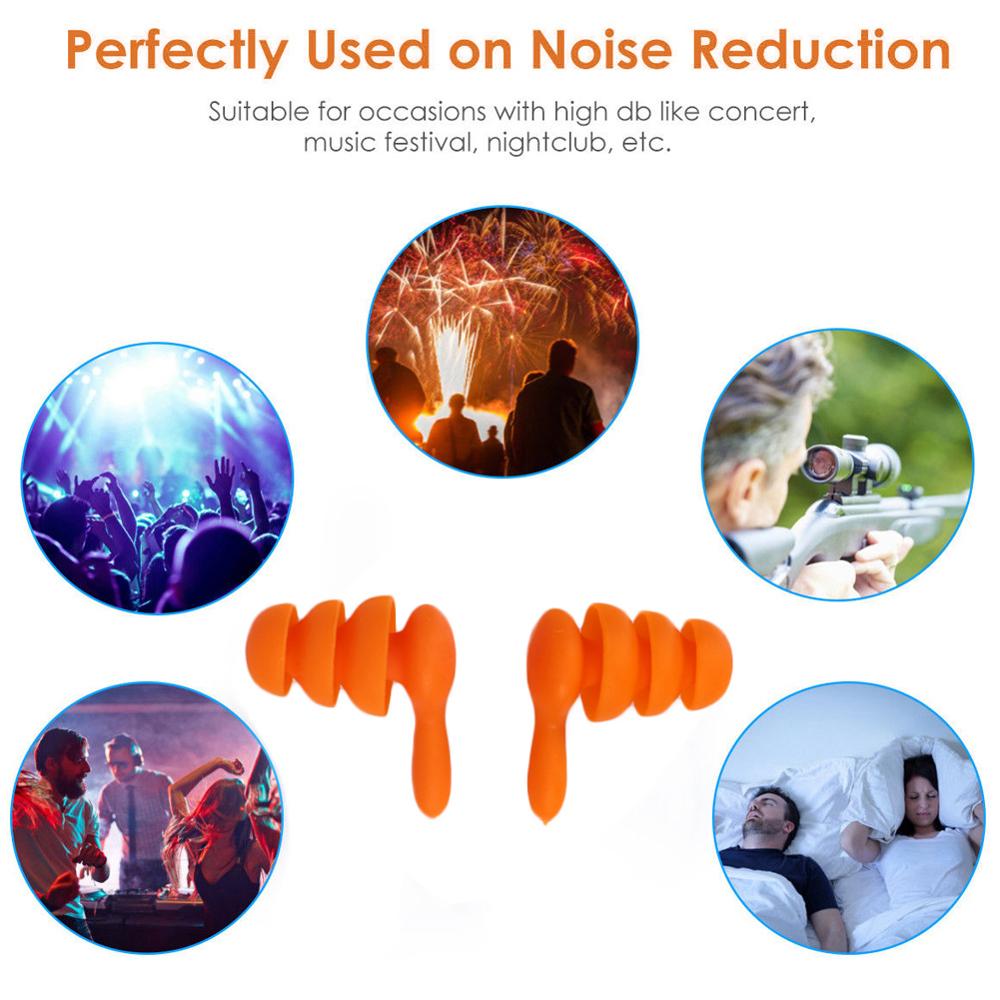 2 Pairs Sleeping Ear Plug Anti Noise Sound Insulation Ear Protection Travel Earplugs Waterproof Soft Silicone Swiming Earplugs